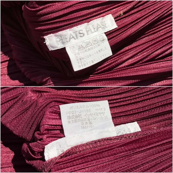 PLEATS PLEASE Issey Miyake Oversized Sleeveless Purple Red V-Neck Dress Size 3 L - Picture 11 of 11